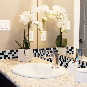 10x10cm czarny szary mozaika naklejki samoprzylepne tapety do kuchni i łazienki dekoracji ścian dekoracyjnych płytek naklejki