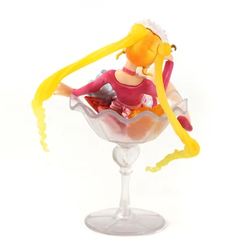 12 cm Sailor Moon figurka zabawka Цукино siedzi w szklance deser słodycze Petit Chara dość urody Opiekun kolekcjonerska model lalka