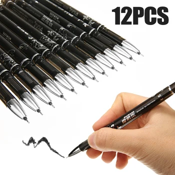 12 sztuk Czarna utrzymaniu czystości żel pen 0,5 mm z tworzywa sztucznego w utrzymaniu czystości długopis czarny atrament atrament zestaw szkolnych, materiałów biurowych