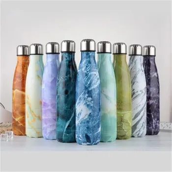 13 kolorowy kolba próżniowa do wody rower elektryczny ze stali nierdzewnej przewód Marmur tekstura kolba butelka wody do użytku na zewnątrz
