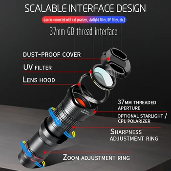 15-45X zoom HD-obiektyw do smartfona super монокулярный teleskop smartfon przybliżenie telefon komórkowy soczewki dla Iphone 8 Samsung