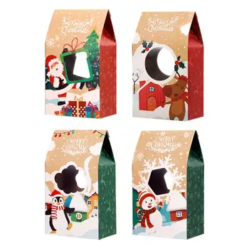 16pcs świąteczne pudełka ciastek wysokiej jakości papier pakowy kartony 4 modele pudełka cukierków skrzynki wigilii bankiety
