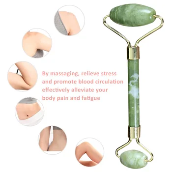 1szt Jade Roller Set - narzędzia kosmetyczne dla urody Do wygładzania zmarszczek starzenie się cienie i rozluźnienie mięśni 15x4x2cm EK-New