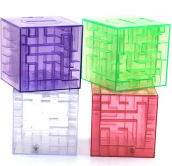 1szt labirynt 3D Magic Cube Puzzle Speed Labyrinth Rolling Ball Piggy Bank Toys Game Cubos Magicos Baby Kid Money Boxes MA 021