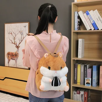 1szt piękny Chomik pluszowy torby trzymając melon chomik plecak dziecko piękny różowy szary brązowy chomik torba dziewczyna prezent