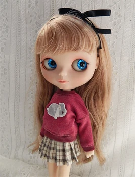 2 szt./kpl. Blyth Clothes Rabbit Sweater+spódnica Plisowana dla Blyth Doll Clothing Accessories fit (Blyth,Pullip,Azone,Licca,1/6 doll)