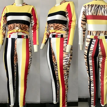 2 zestaw dwóch sztuk dla kobiet strój sportowy z długim rękawem strój sportowy top i spodnie leopard print plus rozmiar stroju Hurtownia Dropshipping