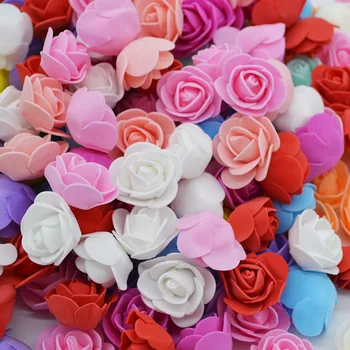 200szt 3,5 cm Mini pianki PE Róża sztuczne kwiatowe głowice do partii DIY wieńce rzemiosła akcesoria ślubne biżuteria handmade Flor