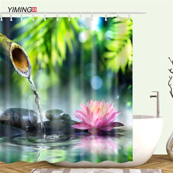 200x180 cm łazienka kurtyna 3d zen buddyzm zielony bambus kamyczki prysznicem kurtyna poliester dekoracje do domu z hakiem