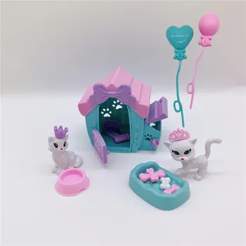 2020 Barbies Princess Doll Accessories Cute Pet Cat + Cat Cage Animal Simulation Model interaktywny mini-plastikowa zabawka dla dzieci