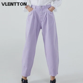 2020 Kobiety Wiosna-Jesień Moda Vintage, Fioletowe Jeansowe Spodnie Oversize Codziennych Temat Jeansy Spodnie Damskie Spodnie Femme
