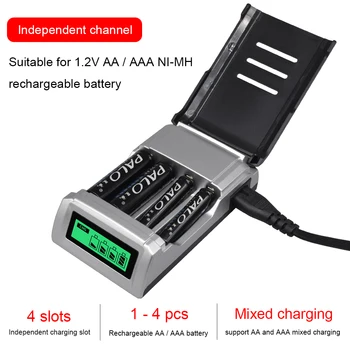 2020 LCD Display Smart Battery Charger For AA AAA NiCd NiMh Rechargeable Batteries With 4pcs AA 3000mah rechargeable Batteries