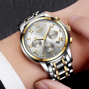 2020 LIGE nowe zegarki mężczyźni luksusowej marki chronograf sportowy zegarek Wodoodporny wszystkie stalowe męski zegarek kwarcowy Relogio Masculino