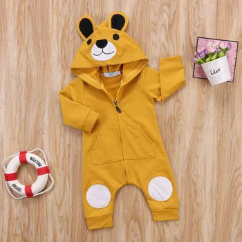 2020 Nowonarodzonych Dzieci Baby Clothes Girl Boy 3D Ear Bear Hooded Romper kombinezon Playsuit cosplay zamek słodkie stroje 0-24 m