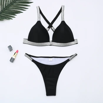 2020 Nowy Seksowny Czarny Biały Bikini Kobiety Biustonosz Usztywniany Strój Kąpielowy Krzyż Temu Brazylijskie Bikini Stroje Kąpielowe Stroje Kąpielowe Stroje Kąpielowe Stroje Kąpielowe