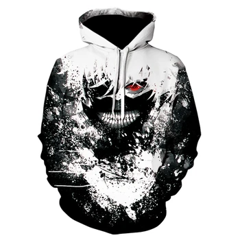 2020 Winter New Sale Tokyo Ghoul 3D Printing Hoodies Black All-Match z Kapturem Japan Anime Sweatshirts Fashion Casual Jacket Tops