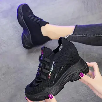2020 modne buty do biegania dla kobiet platforma grube klapki obuwie Tenis kobiecy marka kobieta 8 cm wysokość wzrost Klina buty