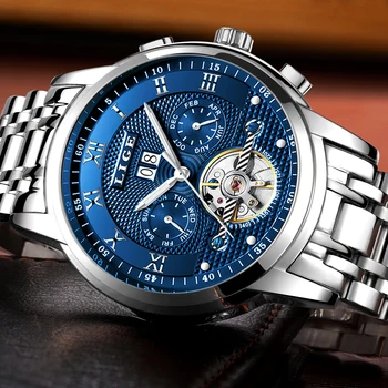2020 nowe męskie zegarki LIGE Top Brand Luxury Business Automatic Machinery zegarki męskie Full Steel Wodoodporny Man Clock Zegarki +Box