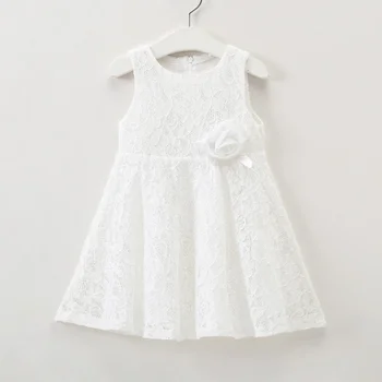 2020 nowy letni Koronki kamizelka bez rękawów sukienka dla dziewczyn Baby Girl Princess Dress Chlidren Clothes Kids Party Wedding Dziewczyna Clothing 2-6Y