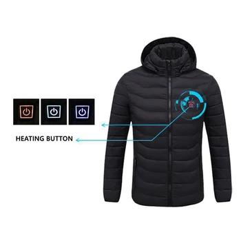 2020 nowy męski zimowy ciepły USB ogrzewanie kurtki inteligentny termostat czysty kolor z kapturem z podgrzewaną wodą ubrania na zewnątrz wodoodporny ciepłe kurtki