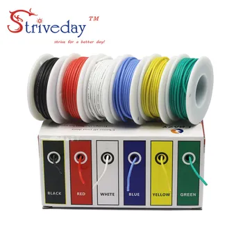20AWG 36m elastyczny Silikonowy gumowy kabel przewód przewody linkowe konserwy miedziana linia zestaw mix 6 kolorów przewód elektryczny DIY