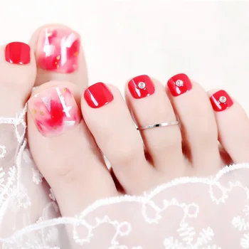 24 szt./karton. z 2 g klej do kobiet seksowny czerwony sztuczne paznokcie cukierki kolor fałszywych paznokcie porady nogi Nail Art pełne pokrycie manicure dekoracji