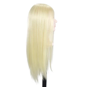 28-calowy fryzjer praktyka trening głowy model długie włosy mogą zaciskać manekin lalka głowa z podstawką do salonu fryzjerstwa