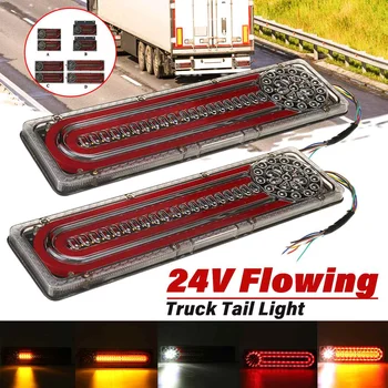 2szt 24V LED dynamiczny samochód ciężarowy lampa tylna zespolona lampa tylna zespolona kierunkowskaz Lmap tylna lampka stop-sygnały dla ciężarówki przyczepa samochód dostawczy