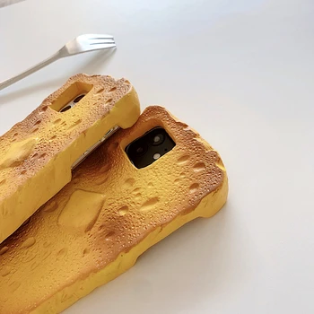 3D Ładny Toast Shape etui do telefonu iphone 12Pro MAX Case 11Pro XS MAX XR X 7 8 Plus Funny Butter toast Bread miękka silikonowa pokrywa