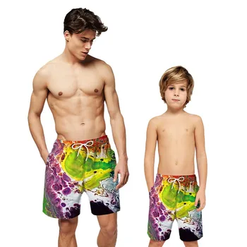 3d Print Board Shorts Family Matching Clothes Quick Dry Summer Mens Siwmwear Parent-child Beach Szorty i slipy męskie kąpielówki