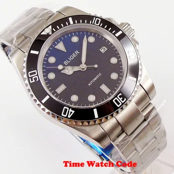 40 mm automatyczne mężczyzna zegarka Miyota 8215 NH35 mechanizm czarny niebieski chronograf szafirowe szkło wyświetlacz daty устричный bransoletka pierścień ceramiczny