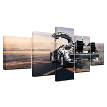 5Panel HD Printed Running flying car cool wall posters Print On Canvas Art Painting For home living room decoration