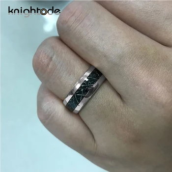 6 mm 8 mm wysoka polerowanie węglika wolframu pierścień czarny meteoryt wkładka dla miłośników obrączka kopuła grupa comfort Fit