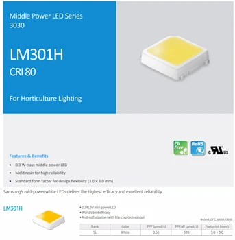 6 szt./lot, 230lm/W ,Samsung LM301H LED QB V4 Board 3000K/ 3500K mix 660nm UV IR,UV, IR włączanie/wyłączanie oświetlenia led