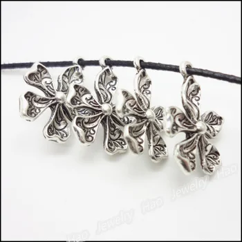 60шт vintage charms kwiat wisiorek Tybetański srebrny stop cynku pasuje bransoletka naszyjnik DIY metalowe biżuteria wnioski