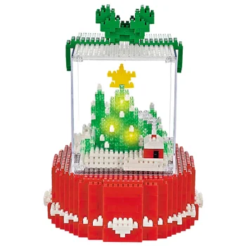 810шт mini diamentowe bloki LED Merry Christmas Tree Building Block DIY Crystal Box edukacyjne, klocki dla dzieci, zabawki boże Narodzenie