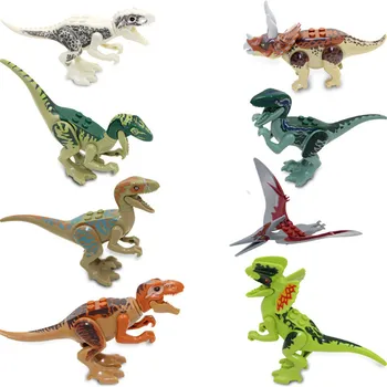 8szt Jurajski dinozaurów budulcem zabawka figurka Индораптор welociraptor Трицератоп Индомирус T-Rex World Blocks