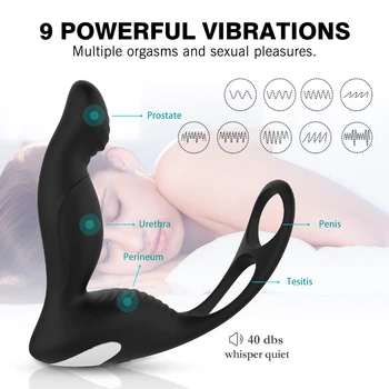 9 prędkości męski stymulator prostaty i krocza dildo wibrator korek analny wibracji pierścień na penisa masturbator sex zabawki dla mężczyzn dorosłych