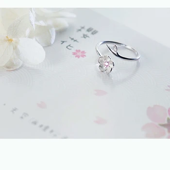 925 Srebro Próby Romantyczny Kwiat Wiśni Odkryty Rozmiar 6 7 8 Pierścień Dla Modnych Kobiet, Ślub Zaręczynowy Pierścień Srebro Biżuteria J3082