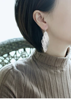 925 srebrne kolczyki dla kobiet długie frędzle arkusz kolczyki zestaw koreański styl moda biżuteria Femme Brincos Pendientes Bijoux prezenty