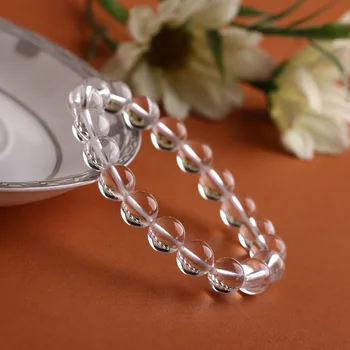 AAAA naturalny biały Kryształ kwarcowy kryształ bransoletka mężczyźni i kobiety biżuteria prezent 10 mm