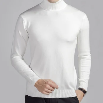 AIRGRACIAS zimowy ciepły sweter mężczyźni golf jednolity kolor Męskie swetry Slim Fit sweter mężczyźni klasyczne drutach moda Pull Homme