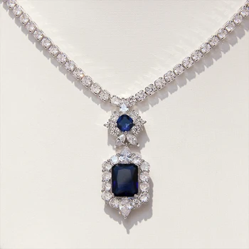 ASNORA nowy genialny sześciennych Cyrkon Ślubne kolczyki naszyjnik zestaw biżuterii niebieski zestaw biżuterii sukienka akcesoria X0825