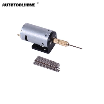AUTOTOOLHOME Micro Mini Hand Drill 12V DC Electric Motor for PCB Press Drilling 0.8 mm-1.5 mm Twsit Bits stojak uchwyt 2.3 mm Wał