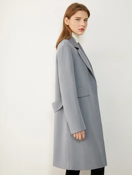 Amii minimalizm płaszcz zimowy damski moda dwustronny płaszcz wełna stałe klapy kurtki dla kobiet płaszcz zimowy 12020349