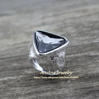 Anslow moda biżuteria Urok klasyczny design miłość para trójkąt Kryształ kobiety pierścień ślub Walentynki prezent LOW0025AR