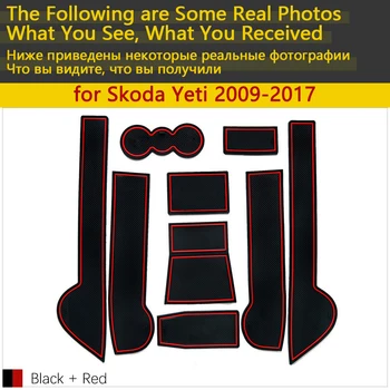 Antypoślizgowe gumowe kubek poduszka drzwi ROWEK mata do Skoda Yeti 2009~2017 2011 2013 2016 akcesoria samochodowe naklejki mata do telefonu