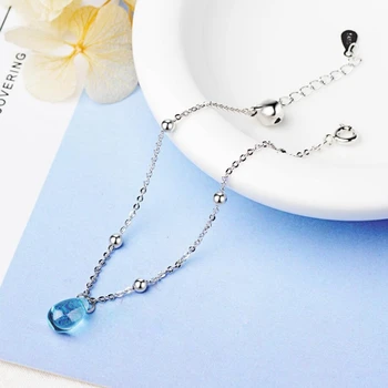 Aurora słodki niebieski Kryształ szklany siatka 925 srebro próby temperament kobiet literacki modny zmiana rozmiaru bransoletki SBR093