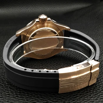 Automatyczne mechaniczne zegarki męskie top luksusowej marki zegarek męski czarny Ceramiczny pierścień złoto ze stali nierdzewnej zegarek silikonowy CASENO