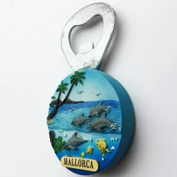 BABELEMI Resin 3D Hiszpania pamiątki Mallorca Delfin Magnes na lodówkę magnesy na lodówkę, naklejki otwieracz do butelek dekoracje do domu